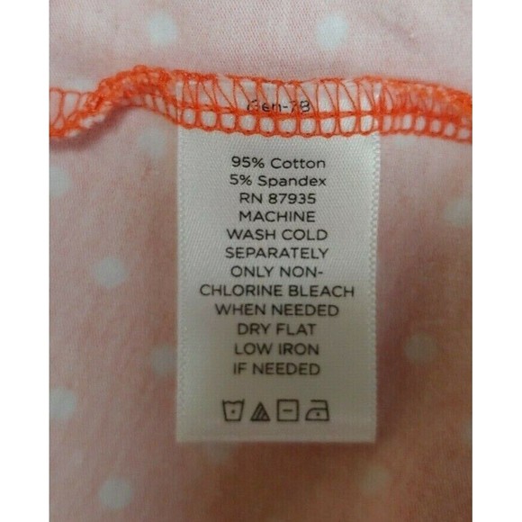 Susan Graver Womens Top Medium Snap Front Orange Polka Dot Cotton Stretch - Picture 5 of 5